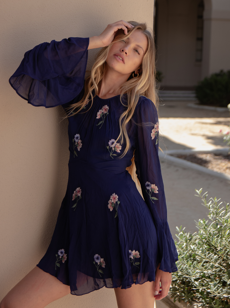 EMBROIDERED MINI DRESS